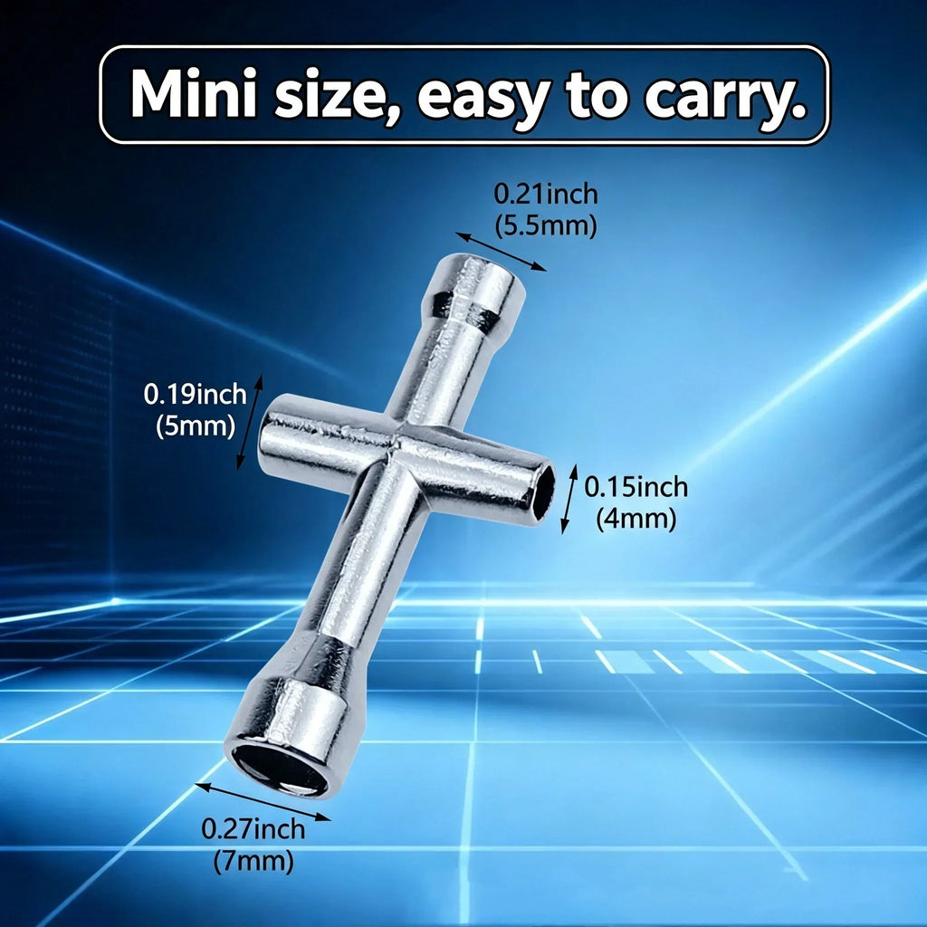 4 in 1 3D Printer Nozzle Tool M2 M2.5 M3 M4 Screw Nut Hexagonal Cross Wrench For E3D V5 V6 Bambu X1 P1 A1 Nozzle Mini Spanner