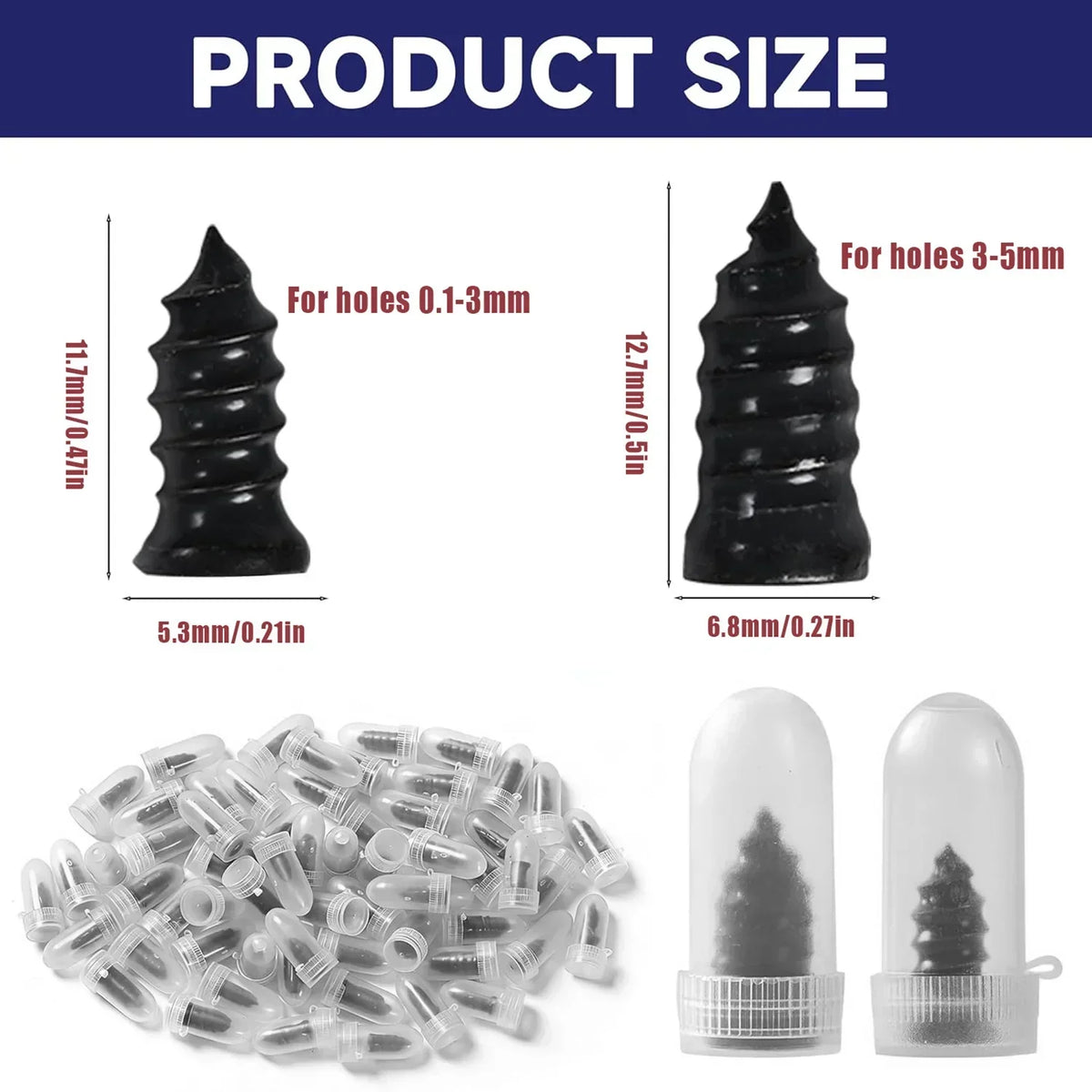 Spiral Tire Repair Plugs Rubber Screw Nails Puncture Patch Kit Quick Fix for Car Motorcycle Bike Vacuum Tires Tubeless