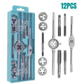 12/20PCS Hand Tap and Die Set M3-M12 Screw Thread Plugs Straight Taper Reamer Tools Hardware Tool Portable Universal