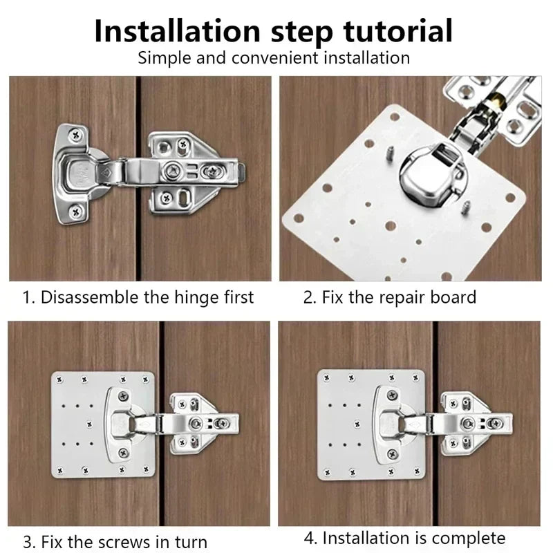 Stainless Steel Cabinet Door Hinge Repair Plate Cabinet Door Hinges Mounting Plate Kit with Screw Furniture Hardware Tools