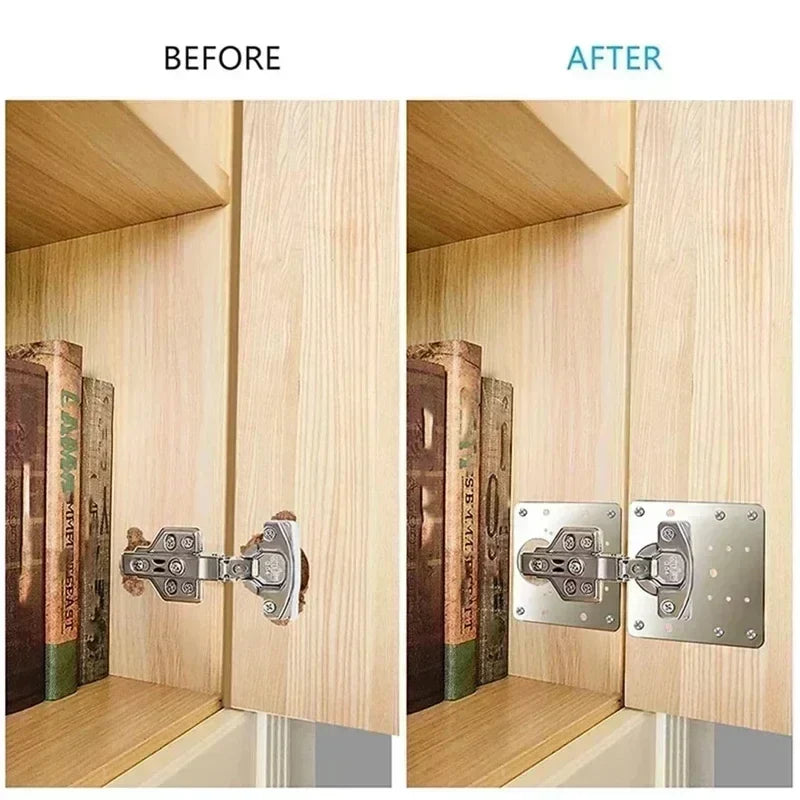 Stainless Steel Cabinet Door Hinge Repair Plate Cabinet Door Hinges Mounting Plate Kit with Screw Furniture Hardware Tools